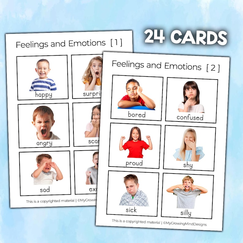 Text Set Emotions Feelings and Emotions Picture Cards | Flashcards for Autism, Speech ...