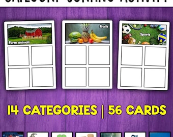 Actividad de clasificación de categorías / Clasificación de objetos en categorías / Actividades de clasificación y categorización