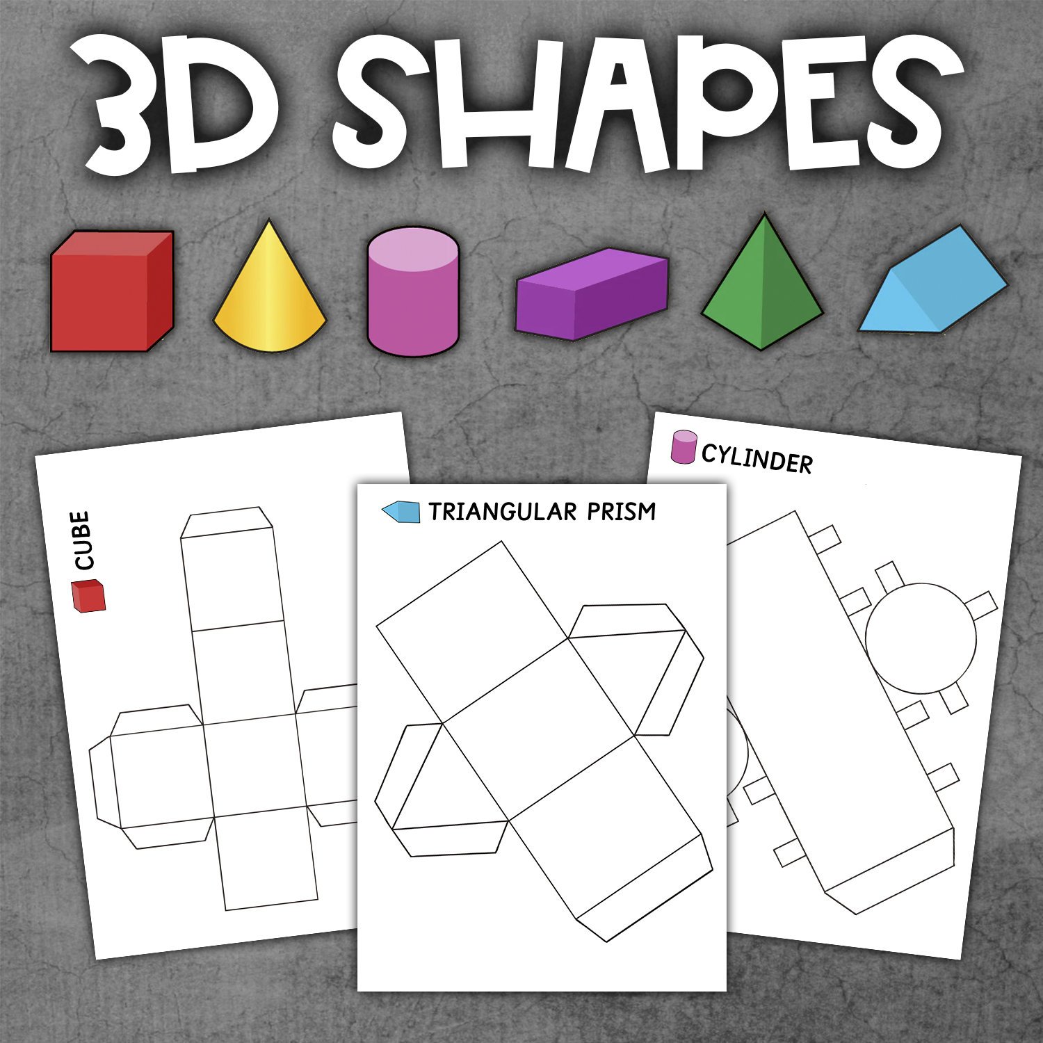 3d-shapes-cut-and-fold-three-dimensional-shapes-paper-craft-geometry-shapes-paper-craft-shapes-templates-cube-cone-cylinder-etsy for Free Printable 3d Shape Templates 3D Shapes (cut and Fold) - Three-dimensional Shapes | Paper Craft Geometry Shapes | Paper Craft Shapes Templates | Cube Cone Cylinder - Etsy for Free Printable 3d Shape Templates