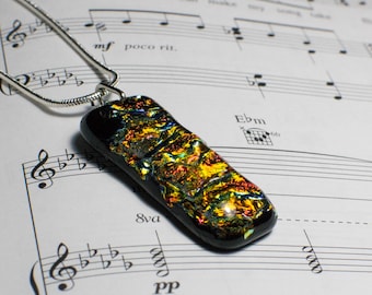 Fused Dichroic Glass Pendant - Fire Flow