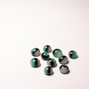 Gesmolten glazen stipjes "Kiln Candy" in wit, turquoise en zwart (set van 10)