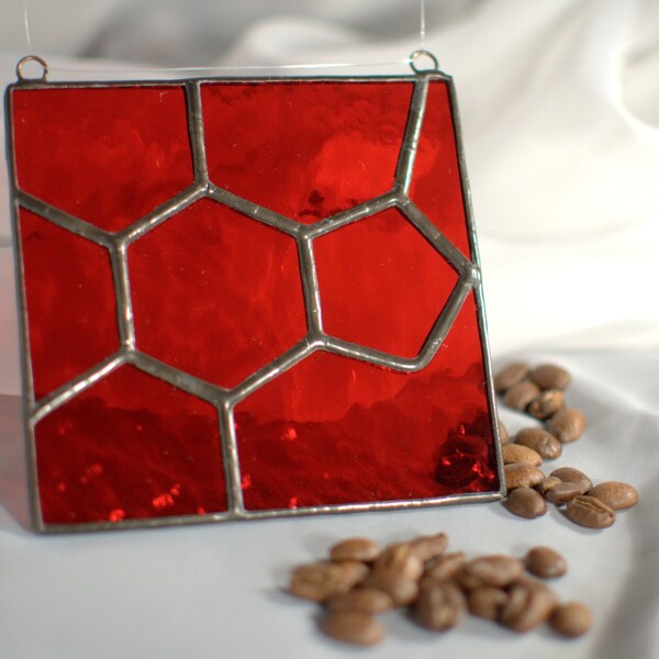 Stained Glass Suncatcher - Caffeine - Red