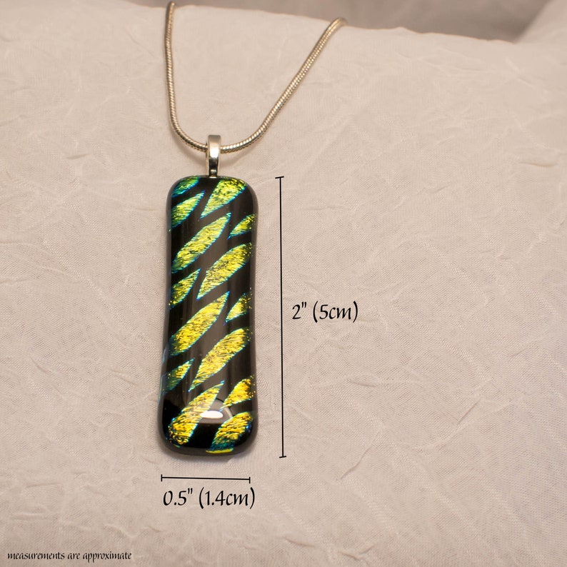 Fused Dichroic Glass Pendant Black and Gold image 2