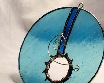 Clockwork Sky - Stained Glass Suncatcher with Gear