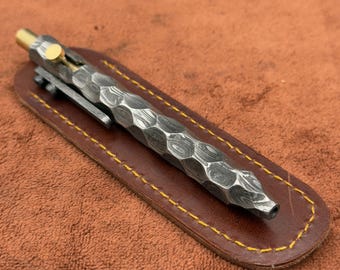 Handgehamerd damaststaal balpen actiepen zakknipper Cadeau cadeau