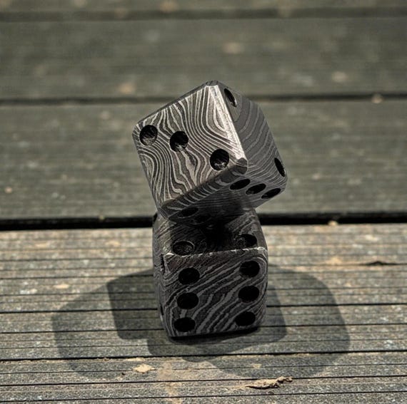Handmade Damascus Steel Dice Set 20mm Metal Dice Board Game Gift Classic/Cyber Markings
