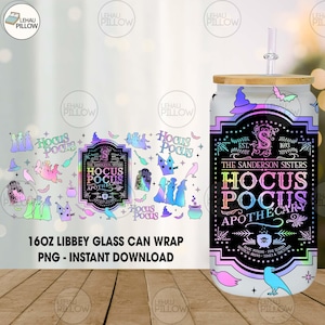 Halloween Coffee Witch Glass Can PNG Sublimation Design, Witch Movie 16 Oz Libbey Glass Can Wrap Template, Neon Halloween Png