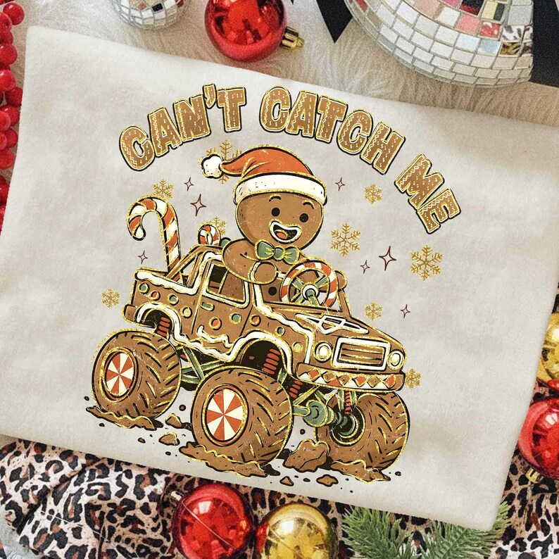 Gingerbread Man Monster Truck Png, Funny Retro Christmas Gingerbread ...