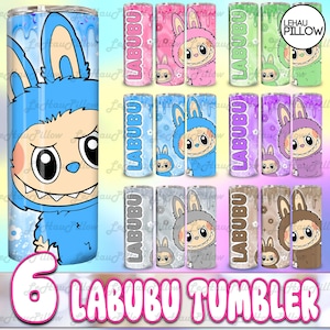 Trending Pink Cartoon Character 20oz Skinny Tumbler Wrap Bundle PNG, Funny Cartoon Character Wrap Design Bundle Png, Gift for Kids Tumbler