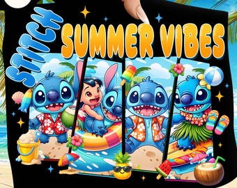 Cartoon Blue Alien Hawaii Flowers PNG, Aloha Png, Summertime Png, Summer Vibes Png, Cartoon Summer Png, Summer Vacation Png