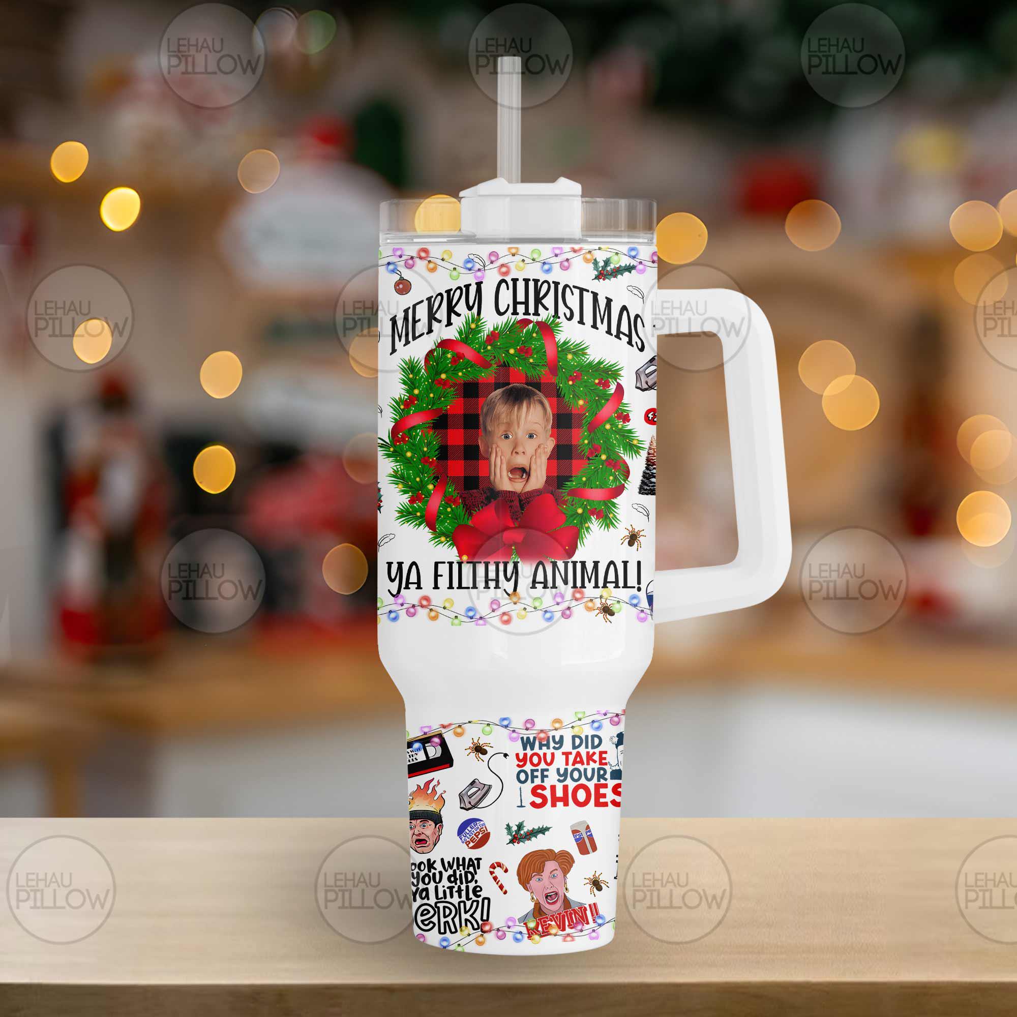 Discover Merry Christmas 40 oz Slim Tumbler with Handle