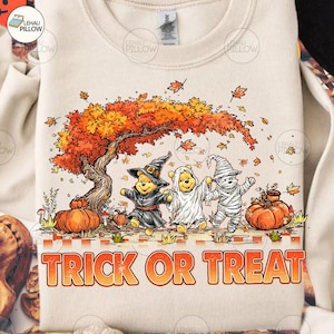 Trick Or Treat Spooky Bear Png, Spooky Ghost Bear And Friends Png, Cartoon Halloween Png, Trendy Cartoon Witch Honey Bear Halloween Png