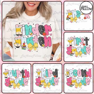 Preppy Back to School Bundle PNG, Coquette Teacher First Day of School Shirt Design, Girly Checkered Sublimation, Pre-k 1st/2nd/3rd Grade