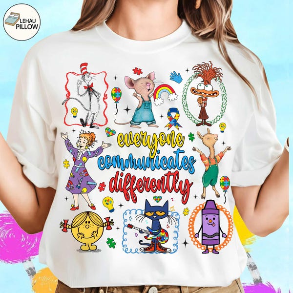 Everyone Communicates Differently Png, Emotion Cartoon Png, Autism Teacher Png, Sped teacher Gift, Teacher Gifts, Neurodiversity Png