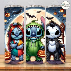 Nightmare Halloween 20oz Skinny Tumbler Png Design, Halloween Friend 20oz Tumbler Png, Halloween Cartoon Nightmare Tumbler