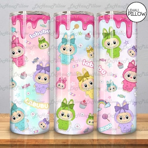 Doll Cartoon 20oz Skinny Tumbler Wrap Png, Cartoon 20oz Tumbler Wrap, Perfect Gift for Kids Png, Trending Pink Cartoon Character Design