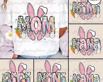Personalized Easter Bundle Png, Retro Easter Png, Floral Spring Png, Mama Easter Coquette Png, Happy Easter Png, Mini/Nana/Gigi Easter Png