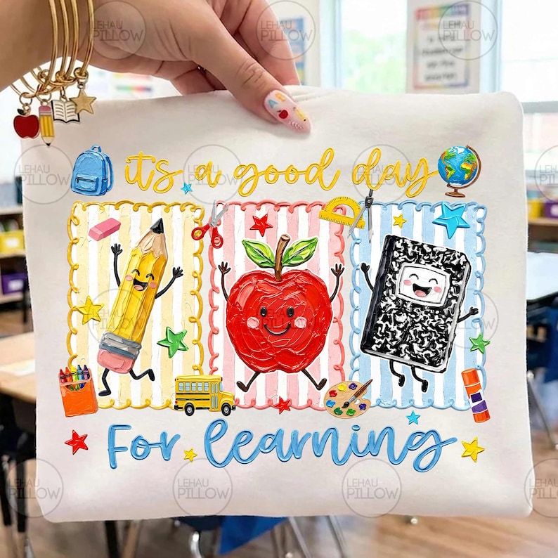 Penseldrag Det är en bra dag för lärande PNG, Tillbaka till skolan PNG, Grundskolelärare PNG, Lärarliv PNG, Var snäll lärarskjortadesign bild 2