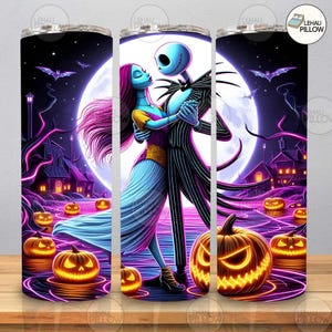 Bicchiere Neon da 20 oz di Halloween Incubo Coppia Png, Bicchiere Skinny da 20 oz di Halloween Amici Png Design, Cartone animato Incubo Png