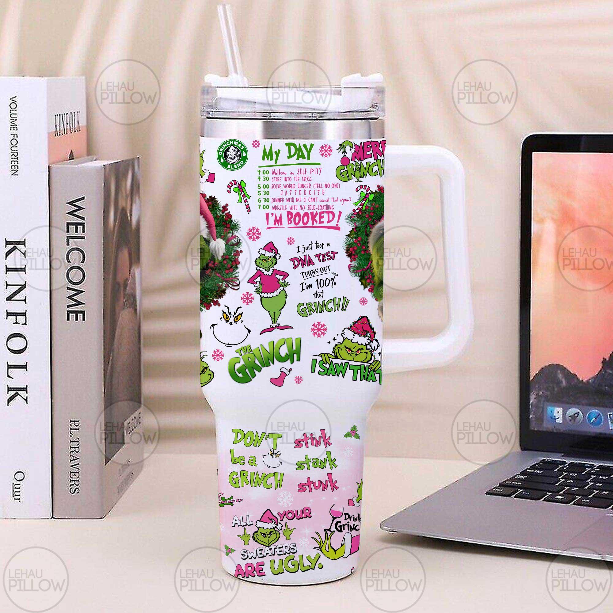 Discover 40 oz Christmas Character Tumbler with Handle, Green Monster