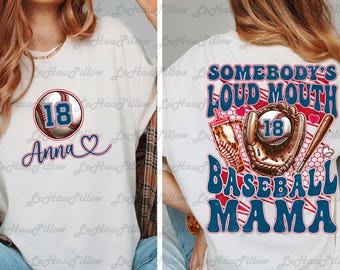 Custom Baseball Mama Png, Baseball Mom Shirt With Kids Name & Jersey Number Png, Baseball Coquette, Game Day Png, Baseball Season Png