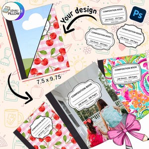 Custom Composition Notebook Cover Canva Template, Composition Notebook Cover Template, Composition Book Fully Editable Canva Frame, DIY