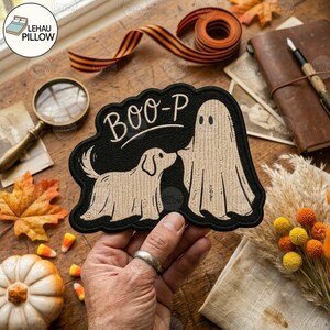 Halloween Ghost Dog Embroidered Patch, Boo Pet Ghost Iron On Patch, Spooky Dog Patch, Ghost Puppy Patch, Halloween Jacket Backpack Decor