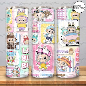 Lustiges Cartoon Wrap Design, Trending Cartoon Friends Charakter 20oz Skinny Tumble PNG, Puppenkarikatur 20oz Skinny Tumble Wrap Png