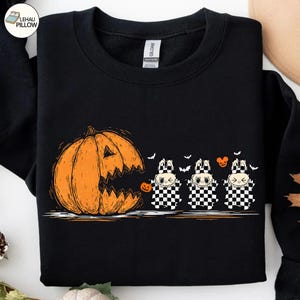 Trendy Halloween Pumpkin Chasing Dolls Cartoon Ghost Png, Halloween Costume Png, Spooky Season Png, Funny Halloween Boo Ghost Shirt Design