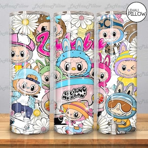 Lustiges Cartoon Wrap Design, Trending Cartoon Friends Charakter 20oz Skinny Tumble PNG, Puppenkarikatur 20oz Skinny Tumble Wrap Png