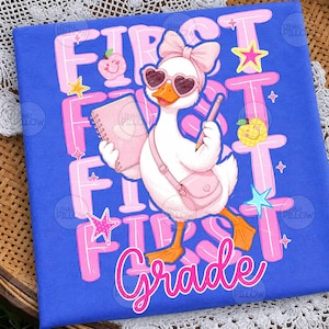 Paquete PNG de ganso para el regreso a clases, diseño de camiseta para el primer día de clases de maestra coqueta, sublimación floral preppy, preescolar de 1.º, 2.º, 3.º y 4.º grado imagen 4