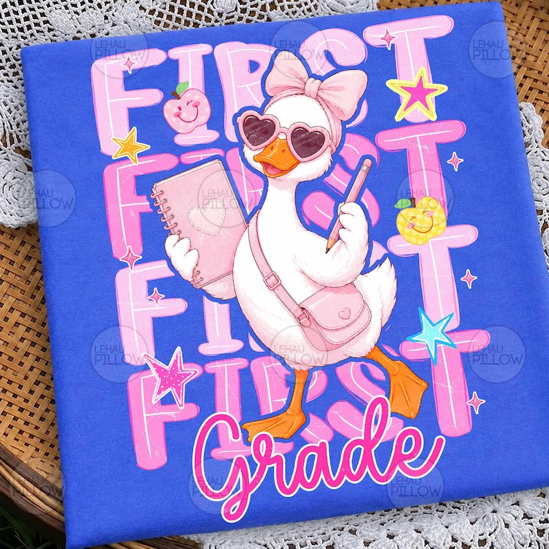 Paquete PNG de ganso para el regreso a clases, diseño de camiseta para el primer día de clases de maestra coqueta, sublimación floral preppy, preescolar de 1.º, 2.º, 3.º y 4.º grado imagen 4