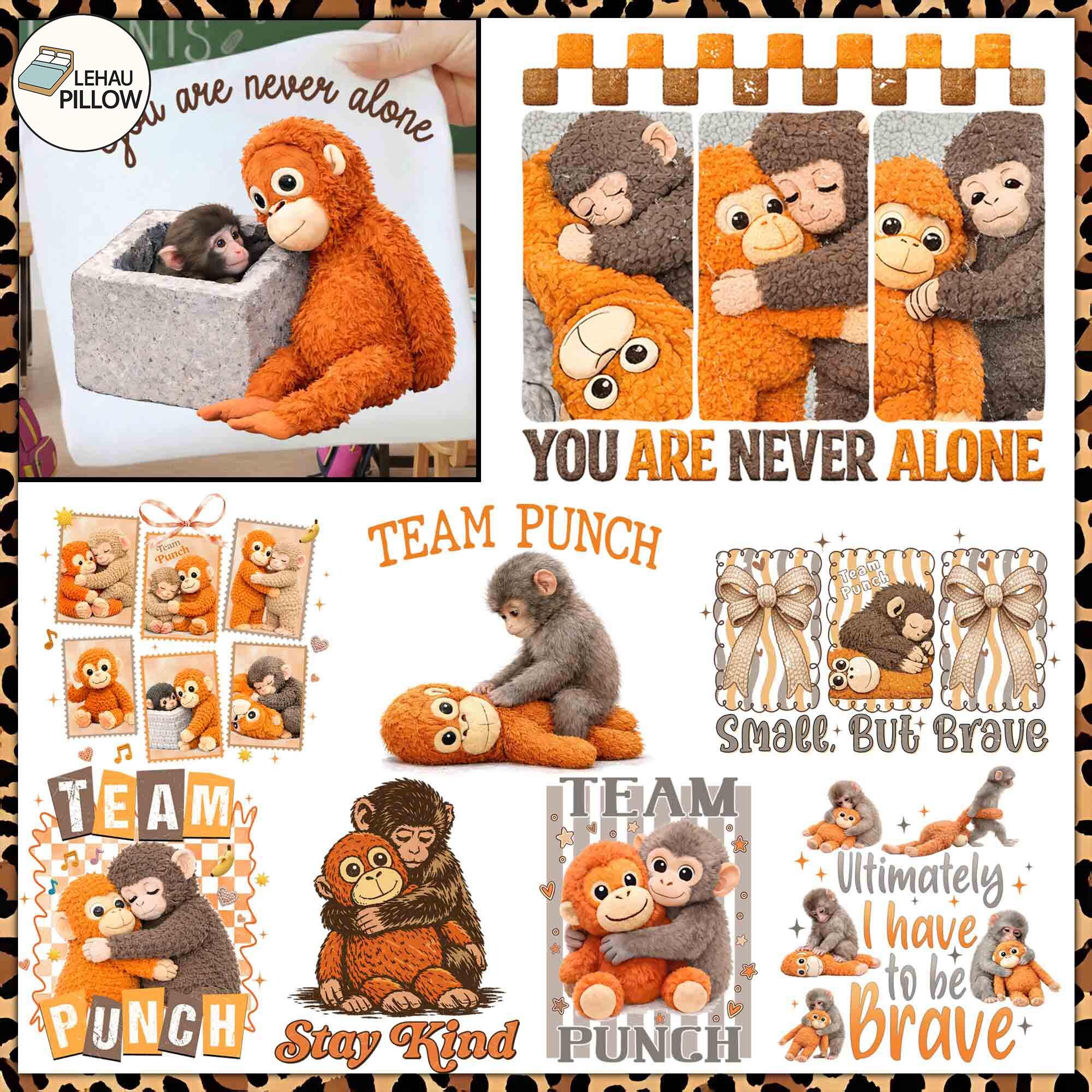 10 Viral Punch Monkey Bundle Png, Cute Baby Monkey With Plush Toy Shirt ...