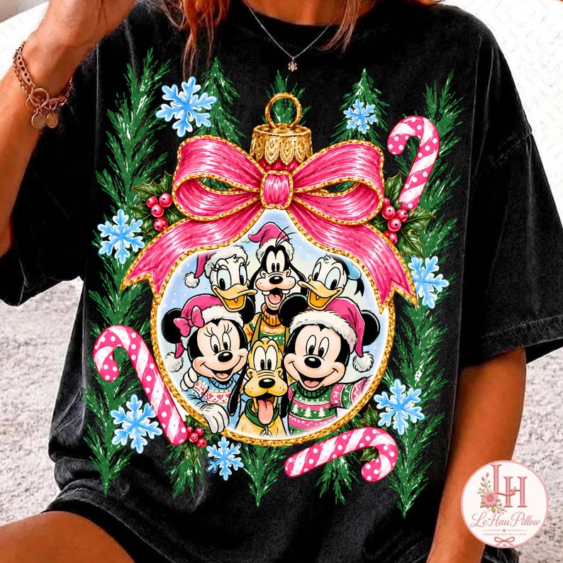PNG de ratón con rayas rosas para Navidad, diseño 