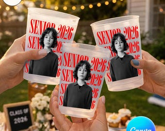 Canva Senior 2026 Foto personalizzata Laurea per tazze PNG, Plastica satinata personalizzata per bicchieri PNG, Senior 2026 personalizzato PNG