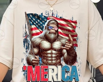 Funny Patriotic Bigfoot Design Png, Red White And Bigfoot Png, 4th Of July Png, Funny Bigfoot Png, Stay Trashy America Png For Sublimation