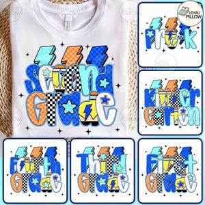 Retro Back to School Boys PNG Bundle, Kindergarten Kid Design, First Day Shirt PNG, Pre-K to Fourth Grade Png, School Boy Sublimation File