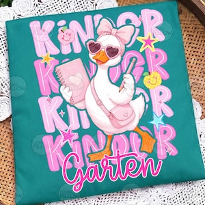 Paquete PNG de ganso para el regreso a clases, diseño de camiseta para el primer día de clases de maestra coqueta, sublimación floral preppy, preescolar de 1.º, 2.º, 3.º y 4.º grado imagen 6