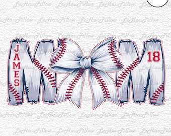 Lazo de béisbol personalizado PNG, Camiseta de mamá de béisbol con nombre y número de camiseta de los niños PNG, Mamá de béisbol PNG, Día de juego de béisbol, Coqueta de béisbol