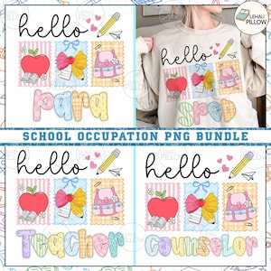School Occupation PNG Bundle, Back to School Teacher Sped Para Counselor, Preppy First Day of School Daisy Floral Girly Png, Preppy Teacher