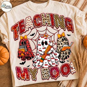 Retro Halloween Teaching My Boos Png, Spooky Teacher Png, Teacher Halloween Shirt Design, Trendy Ghost Teacher Png, Back To School Png