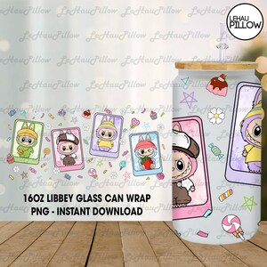 Cartoon 16oz Glass Can Wrap, Cartoon 16 oz Glass Can Png, 16 oz Libbey Glass Can Wrap, 16 oz Tumbler Wrap Png, Sublimation Design
