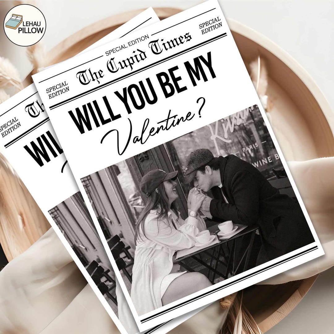 Editable Canva Will You Be My Valentine Newspaper Template Png ...