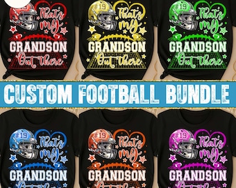 Custom Grandma Football Game Day Bundle , Touchdown Season Png, That's My Grandson Out There Png, Personalized Football Grandma Shirt Design