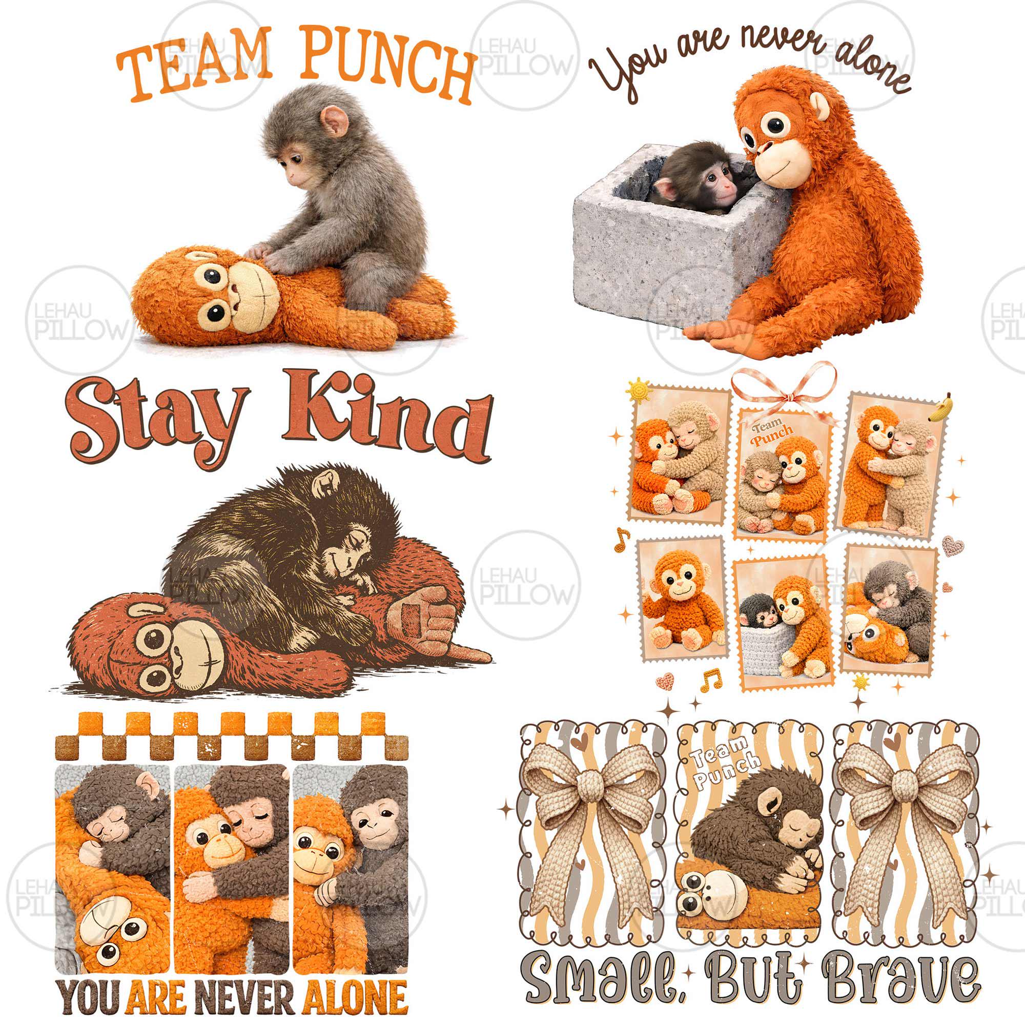10 Viral Punch Monkey Bundle Png, Cute Baby Monkey With Plush Toy Shirt ...