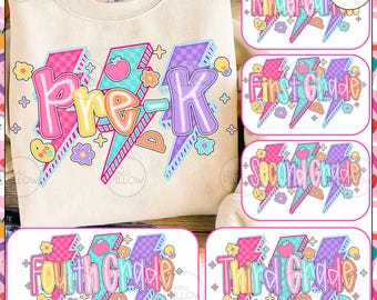 Back To School Png Bundle, Grade School Png, Checkered Grade Png, Teacher First Day of School Shirt Design, Pre-k 1st/2nd/3rd Grade
