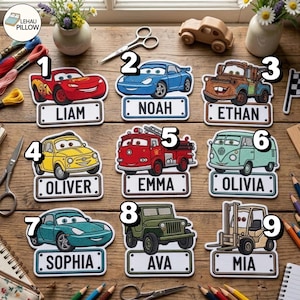 Personalized Cartoon Car Embroidery Patch, Cute Cartoon Embroidered Badge, Custom Name Iron On Patch, Jacket Patch, Hat Patch