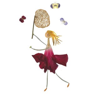 ATTRAPER DES PAPILLONS - Une impression nostalgique de fleurs pressées, avec des souvenirs d'enfance - Une carte botanique fantaisiste pour toutes les occasions