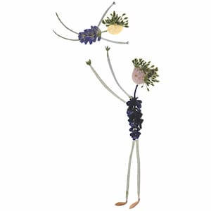 PAPÁ - Tarjeta del Día del Padre, Tarjeta de felicitación de un padre lanzando a su hijo al aire - Arte botánico, Arte con flores prensadas, Tarjeta de notas de jardín