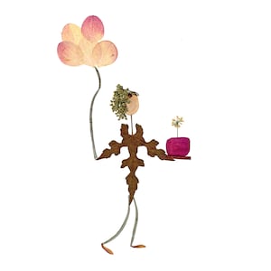 Carte d'anniversaire pour jardinier - Impression d'art de fleurs pressées - Petal People Press, conçue à partir de fleurs, d'herbes et de feuilles pressées